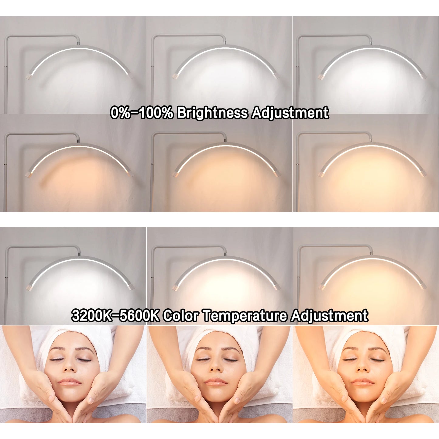 FOSOTO FT-Y9 28 Inch Led Lash Light Half-Moon Shaped Fill Lamp Light With Lamp Holder For Tattoo Beauty Salon Eyelash Haircut