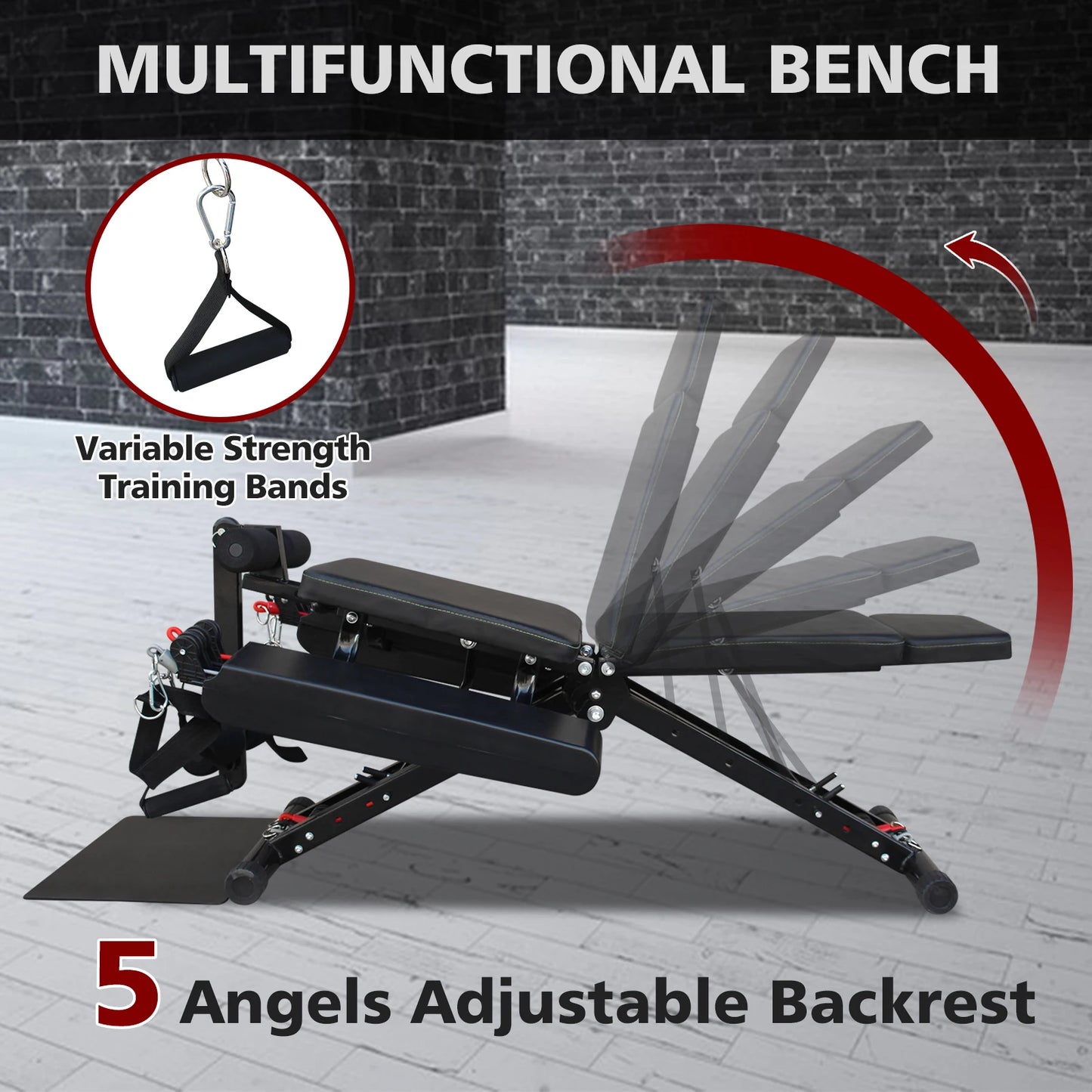 Multifunctional fitness chair, adjustable full body strength training bench, quick folding weight bench