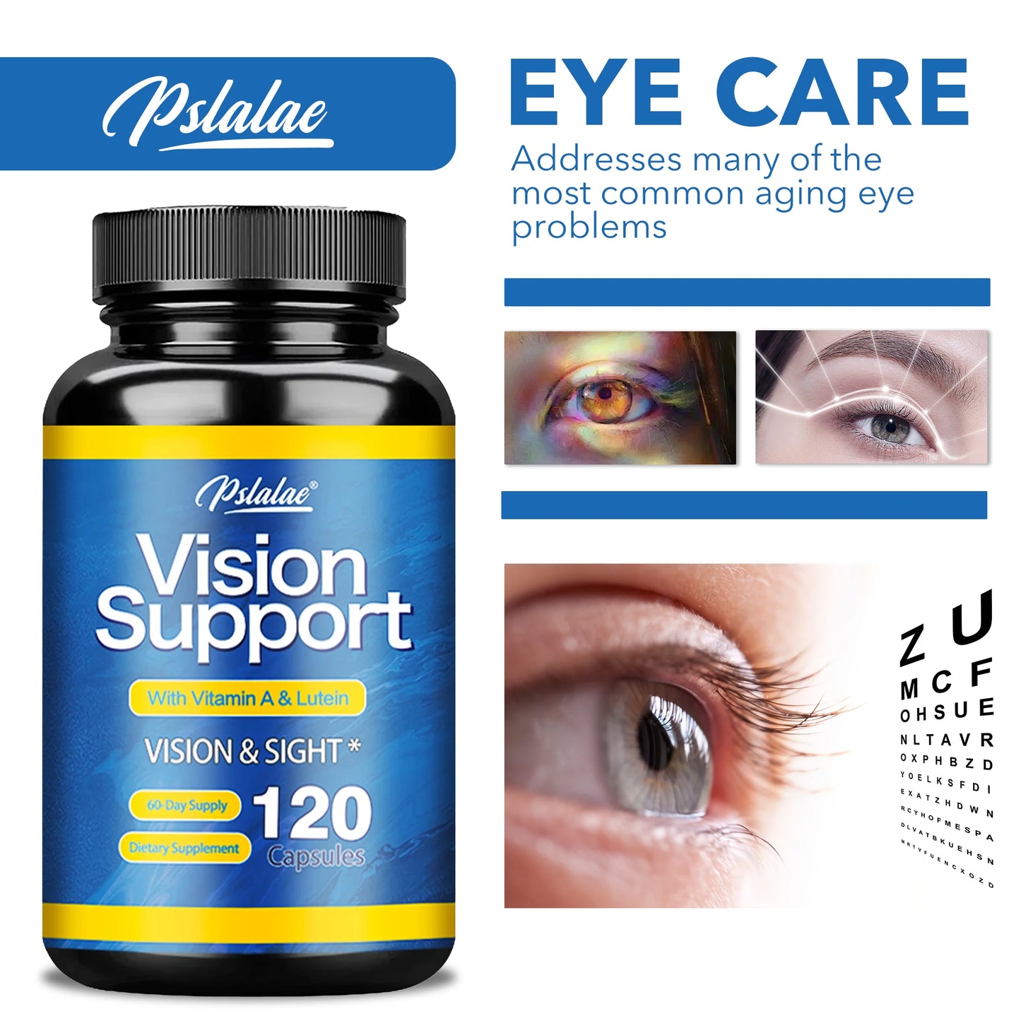 Vision Support Capsules - Contains Vitamin A and Lutein To Promote Eye and Vision Health and Relieve Eye Fatigue - 120 Capsules