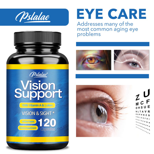 Vision Support Capsules - Contains Vitamin A and Lutein To Promote Eye and Vision Health and Relieve Eye Fatigue - 120 Capsules