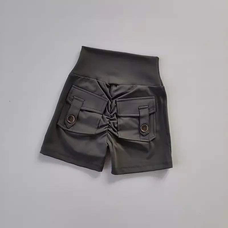 Women's Sports Yoga Shorts With pockets High Waist Tights Push Up Running Fitness Shorts Cycling Shorts Sexy Booty Gym Shorts