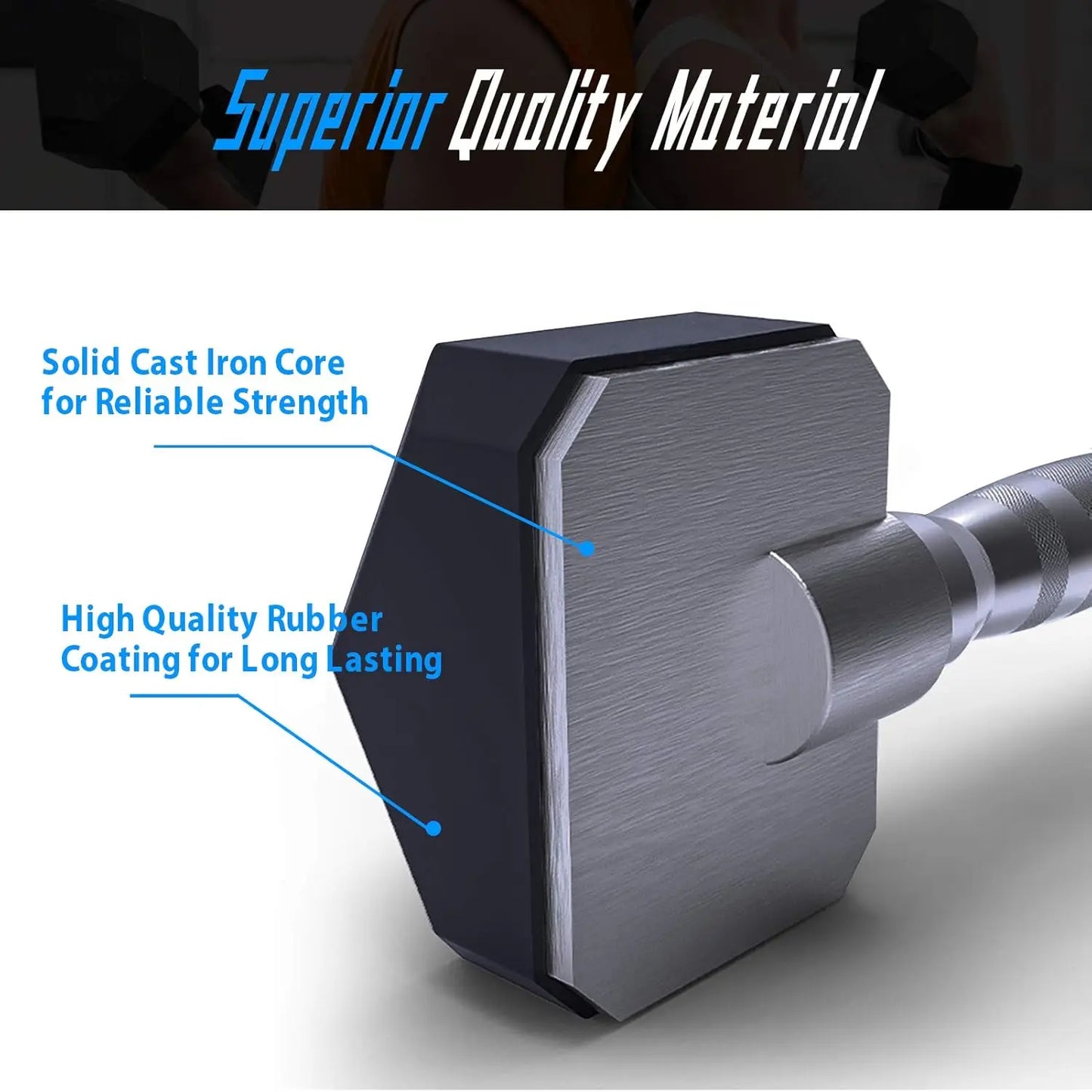 Rubber Grip Encased Dumbbell Cast Iron Weight with Anti-Slip Handle Dumbbell -Strength Training Equipment - Home Gym Accessories