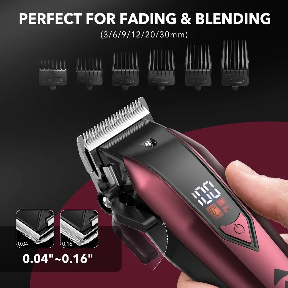 Professional  Hair Clippers for Men Trimmers Set for Barber Cordless with LED Display Slick Hair Cut Self-Sharpening Blades