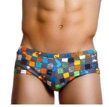 Sexy Summer Men Swimwear Swimsuits Square Graffiti Surf Swim Boxer Briefs Bikini Shorts Beach Trunks Boardshorts Brazilian Cut