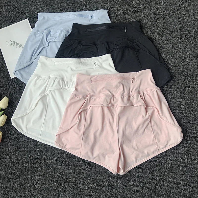 Women's High-Waist Yoga Shorts Fitness Running With Pocket Cycling Shorts Sports Shorts Summer Breathable Workout Gym Shorts