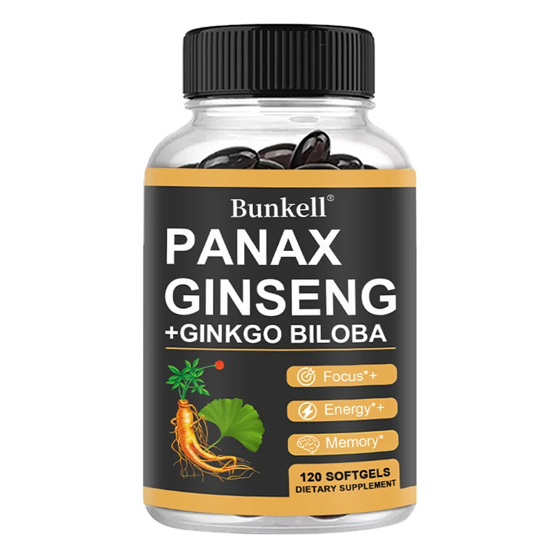 Panax Ginseng + Ginkgo Biloba - Increases Energy, Mood, Stamina & Performance Supports Mental Health