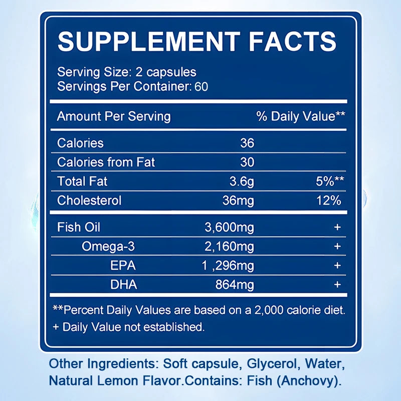 Fish oil is rich in omega-3 polyunsaturated fatty acids, which support brain and heart, concentration and cardiovascular health