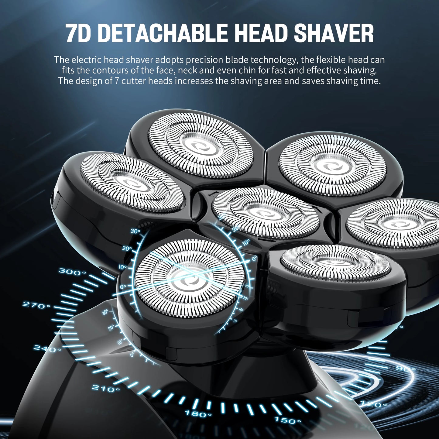 Electric Head Shaver for Bald Men 7D Magnetic Razor Hair Trimmer USB Rechargeable LED Display Waterproof Beard Shavers