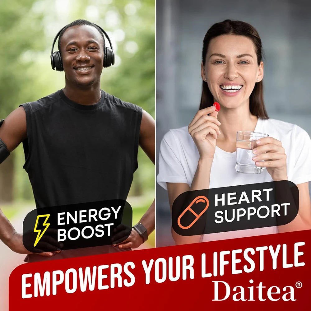 Daitea CoQ10 500mg, Supports Heart Health, Antioxidant, Energy Production, Coenzyme Q10 Dietary Supplement, 30/60/120 Capsules