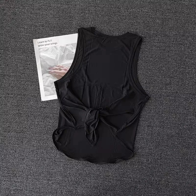 Sports Vest Women's Quick Drying Loose Running T-Shirt Fitness Top Sleeveless Yoga Shirt Beautiful Back Breathable Mesh T-shirt