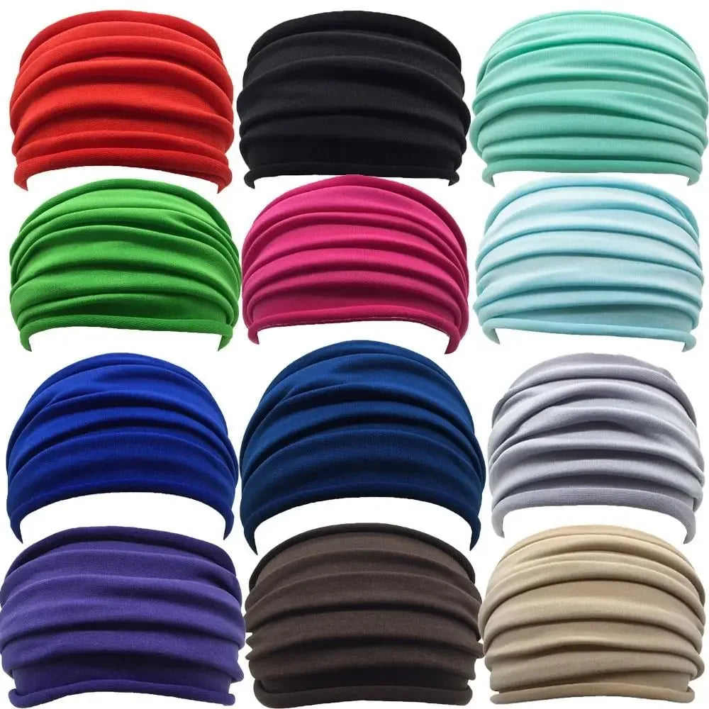 New Nonslip Elastic Wide Sports Headband Turban Outdoor Running Headwrap Fold Yoga Hairband Stretch Hair Band Accessories
