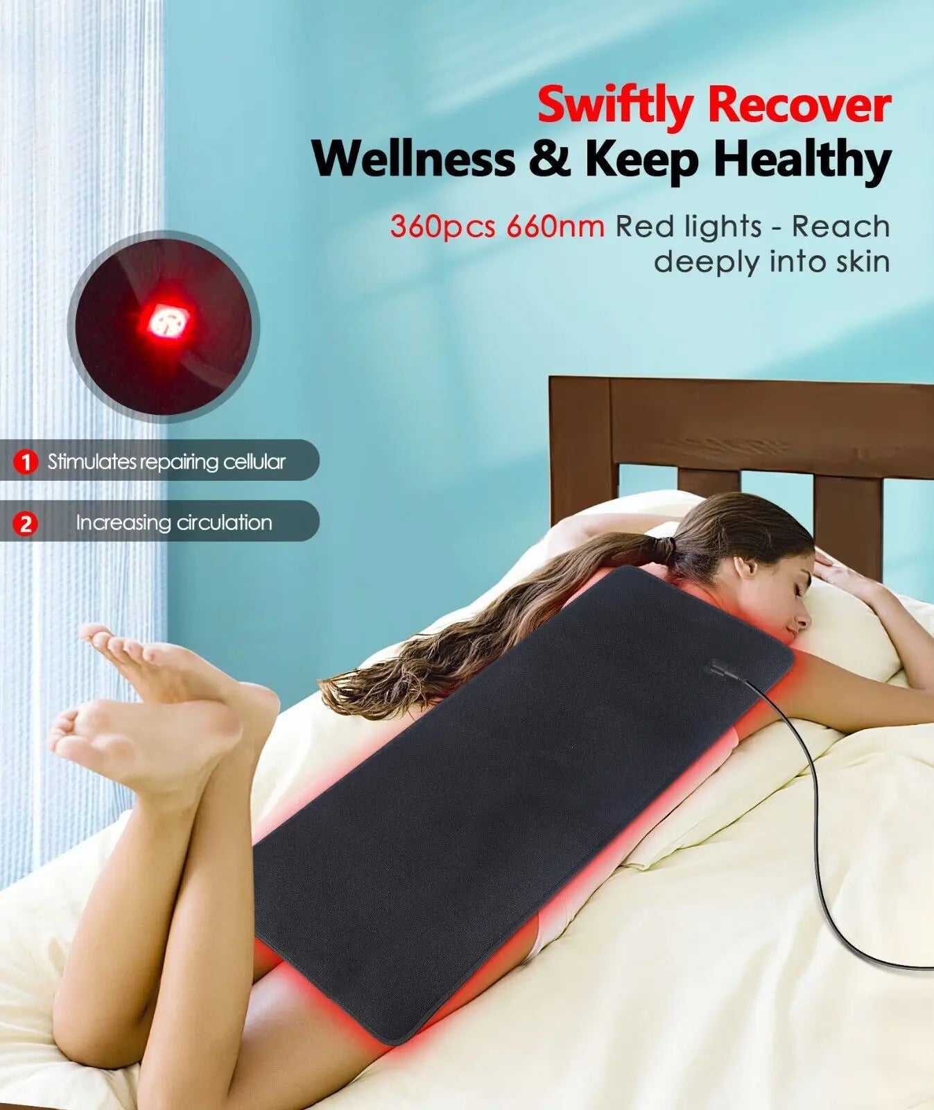 31.6x11.8inch Red Light Therapy Pad Infrared Light LED Therapy Pad Lumbar Back Belt For Body Back Waist Knee Joint Pain Relief