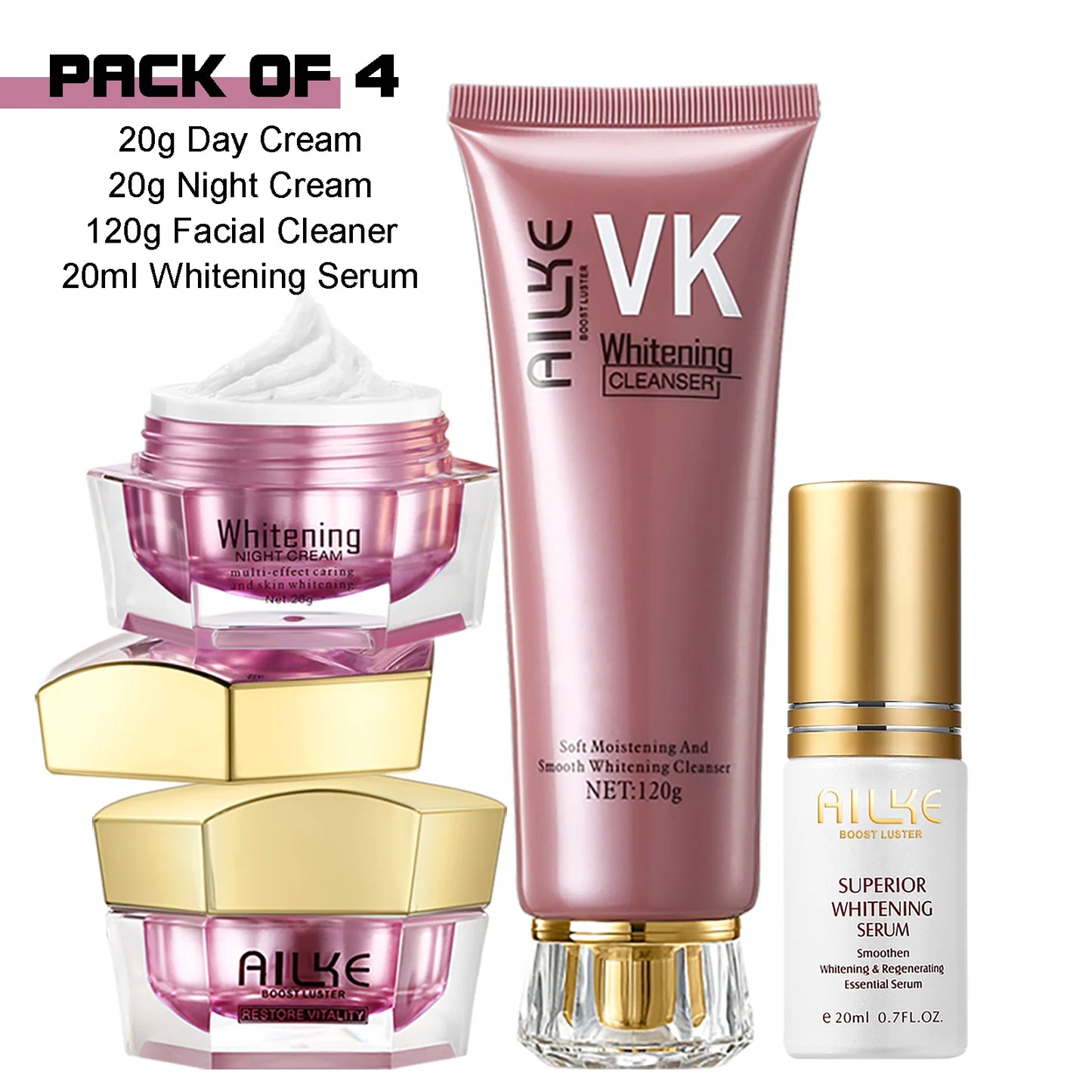 AILKE Whitening Anti-wrinkle Freckle Face Cream With Collagen Hyaluronic Acid Rose Skin Care Unisex Korean Facial Moisturizer Set
