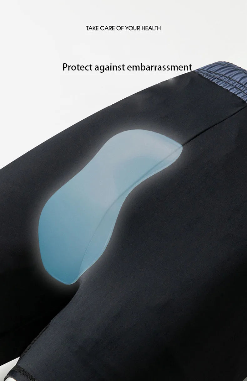 Double-layer Swim Trunks for Men Boxer Shorts Anti-embarrassment Lined with Professional Beach Pants Adult Swim Gear