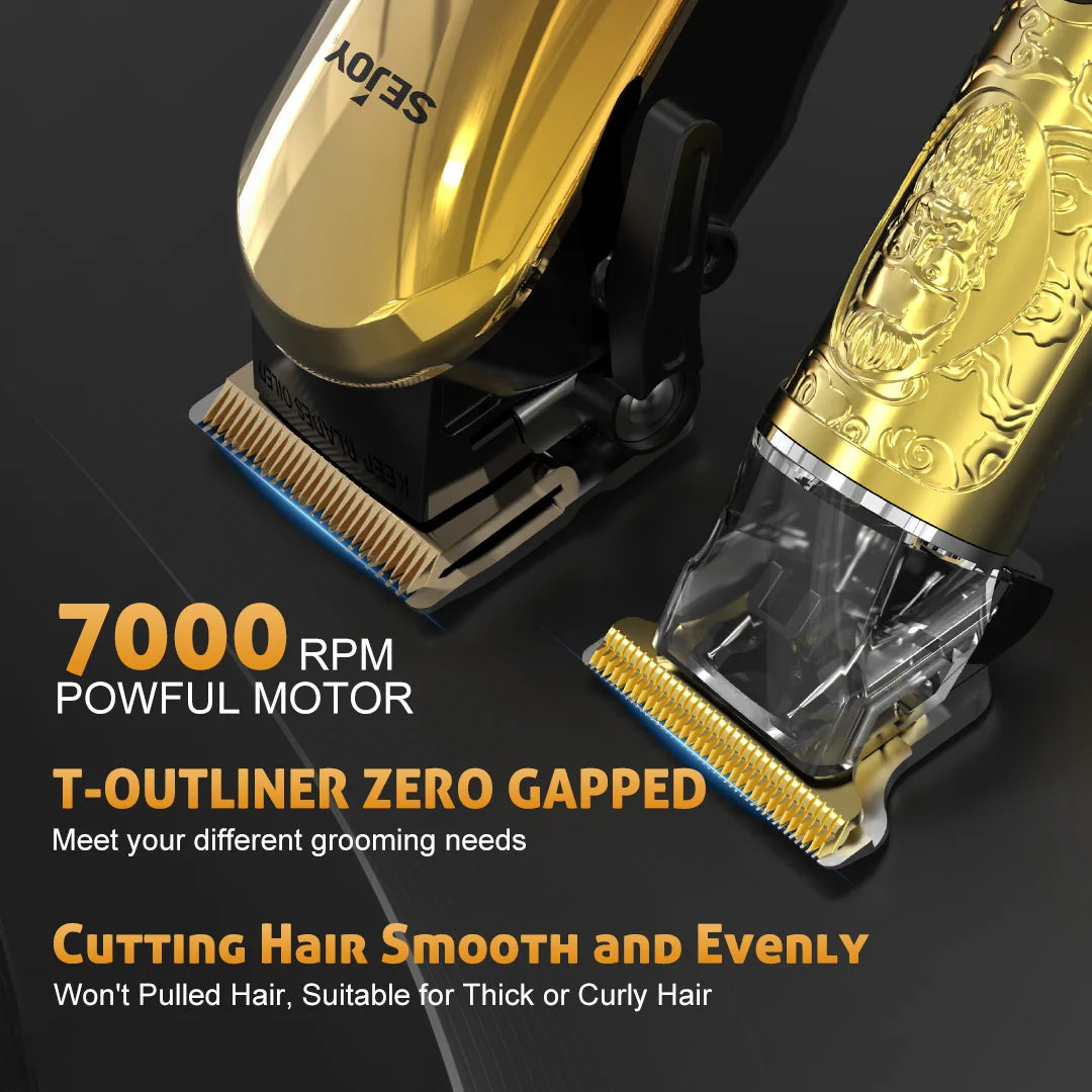 Professional Combo Kits For Men Adjustable Speeds Hair Clipper Rechargeable Electric Hair Trimmer Set for Barber