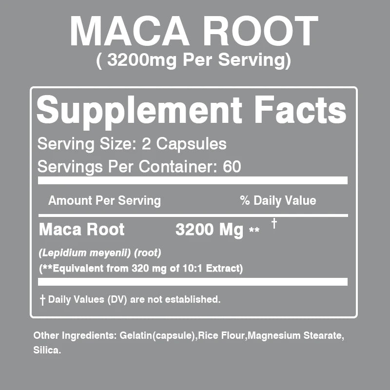 Maca - Athletic Performance, Improves Muscle Mass and Endurance, Muscle Repair and Fatigue Resistance - 120 Capsules