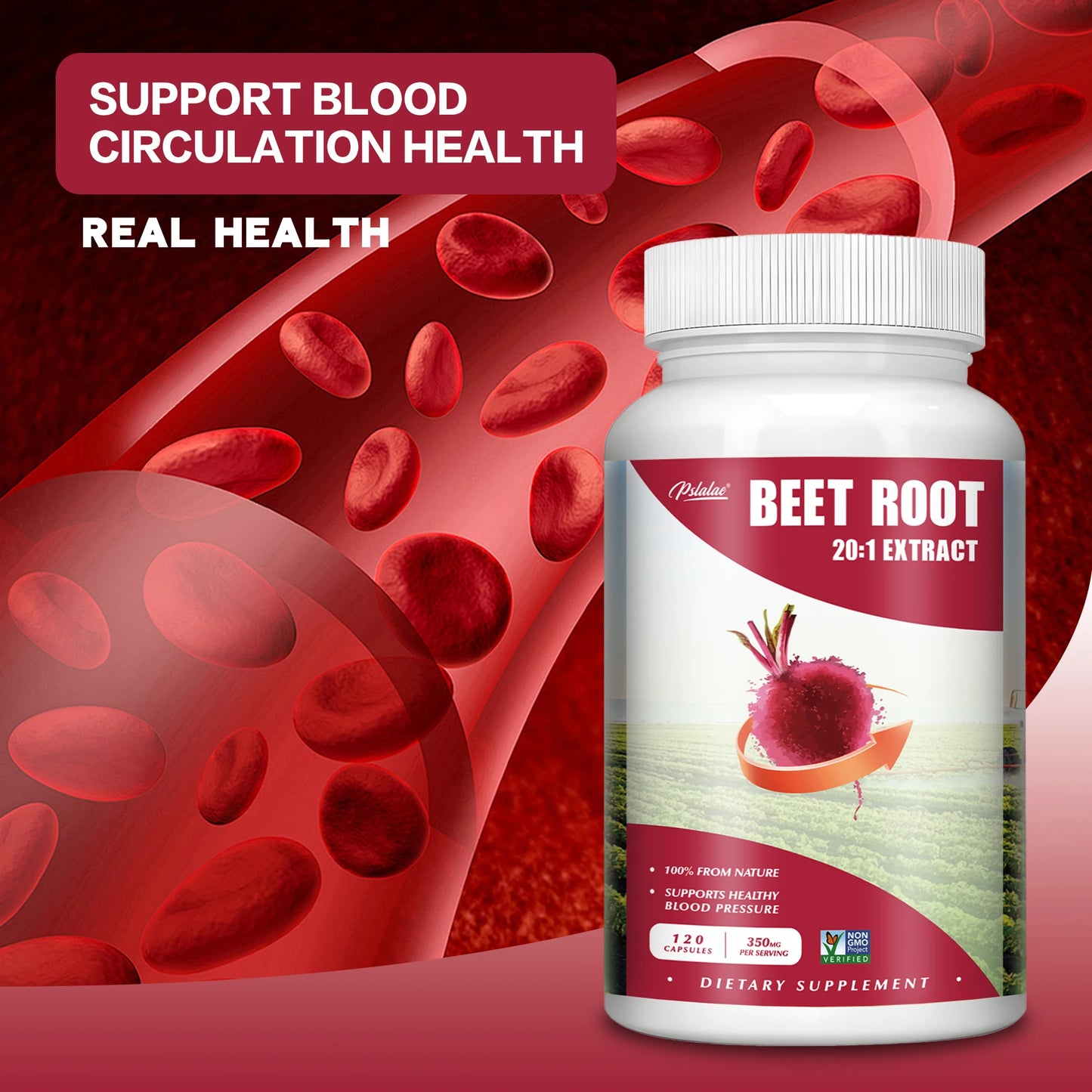 Beet Root - Supports Heart Health, Circulation, Digestive System and Immune System - 120 Capsules