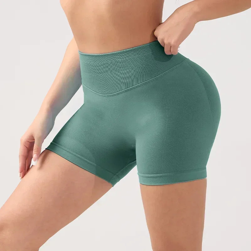 1 Piece High Stretch Nude Yoga Shorts Cycling Pants For Running Gym Cycling Sports Women Sweat Absorbent Breathable Tight Shorts