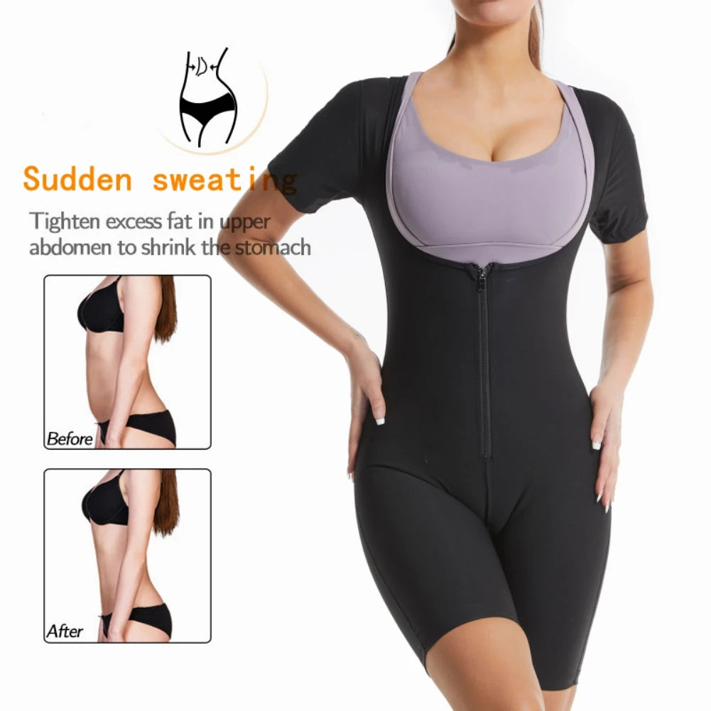 3-in-1 Zipper Body Shaping Sauna Suit For Women, Women's Sweatshirt, Running Fitness Sweat Absorption Sauna Suit