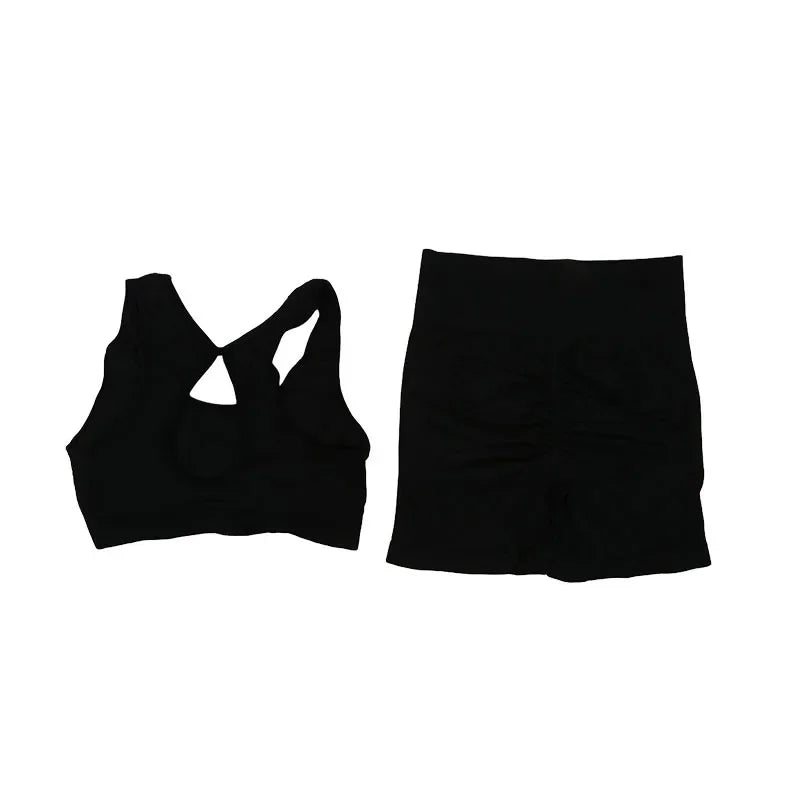 2Pcs Yoga Suit Yoga Sports Underwear Women's Fitness Suit Vest Running Sports Yoga Shorts Set Yoga Set  Workout Set