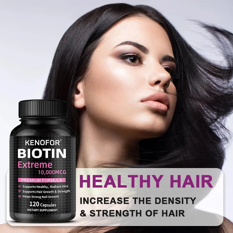 Biotin 10000MCG Strengthens Nails Improves Skin Health Supports Hair Growth 120 Capsules Health Food Vitamins And Supplements