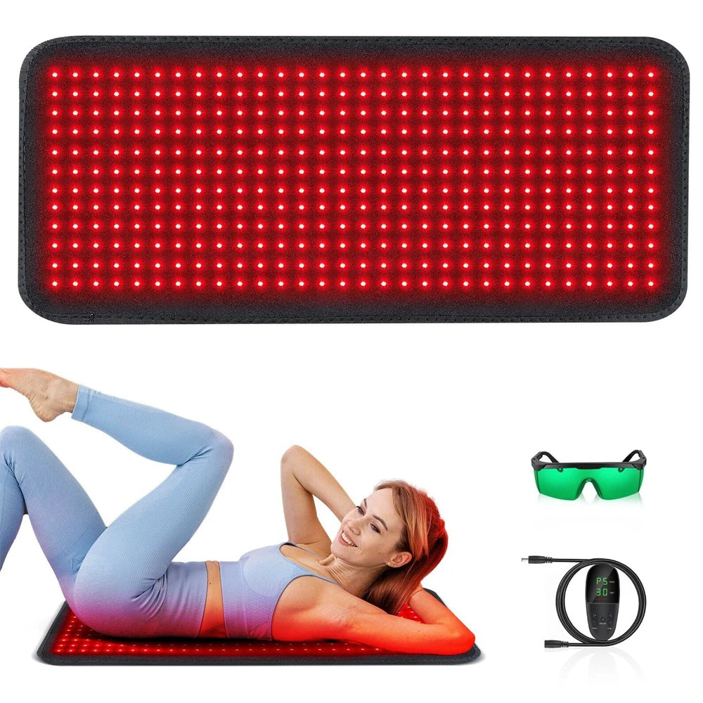 Red Light Therapy Pad Infrared Light LED Therapy Pad 31.6x11.8inch Lumbar Back Belt For Body Back Waist Knee Joint Pain Relief