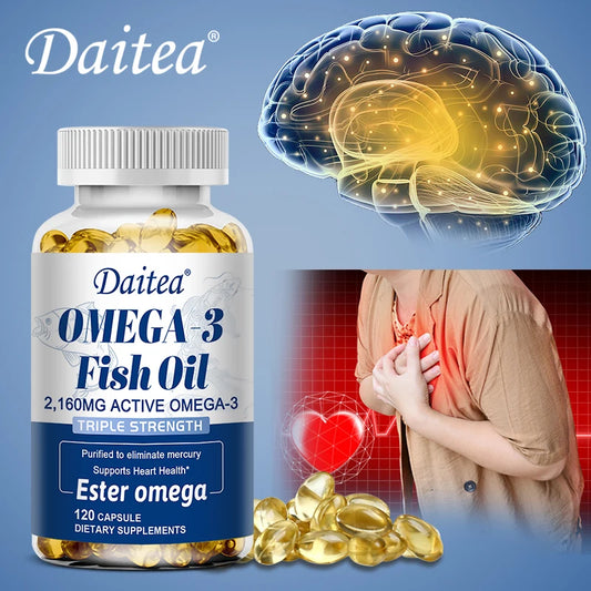 Fish oil is rich in omega-3 polyunsaturated fatty acids, which support brain and heart, concentration and cardiovascular health