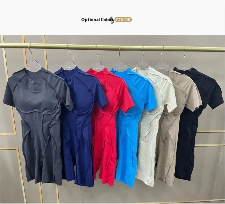 Short Jumpsuit Gym Clothes For Women Sportswear Fitness Overalls Backless Scrunch Booty Yoga Suit Sports Set Outfit