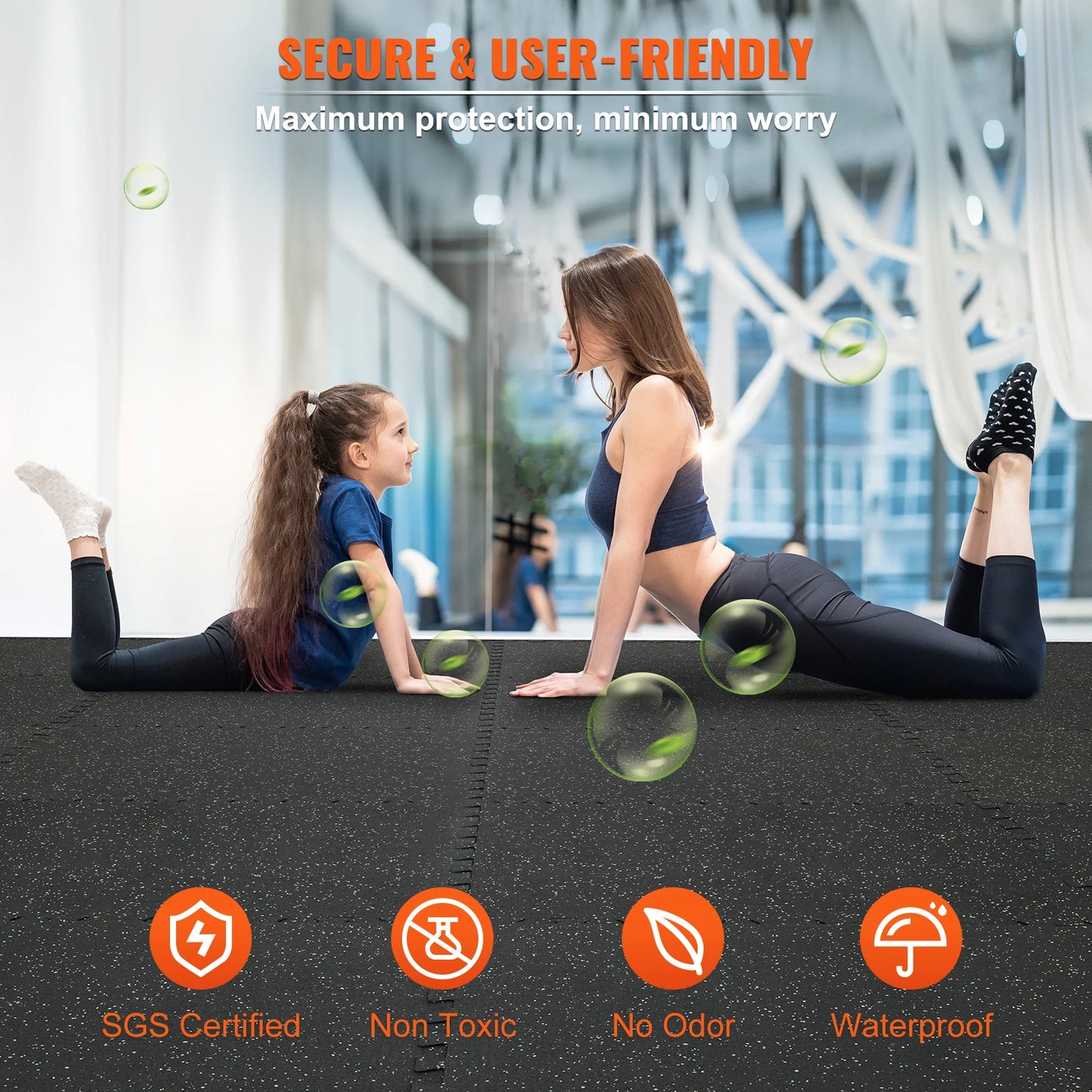 SucceBuy 25/12/6 PCS 1/2 inch Thick Gym Floor Mats EVA Foam Rubber Top Interlocking Workout Floor Mats Waterproof Exercise Mats