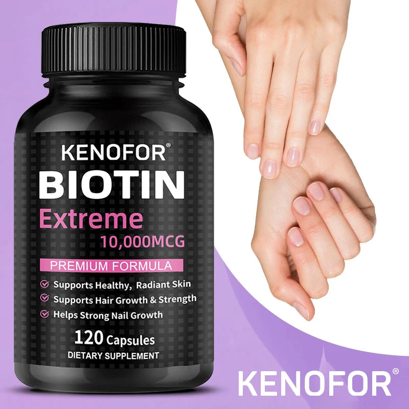 Biotin 10000MCG Strengthens Nails Improves Skin Health Supports Hair Growth 120 Capsules Health Food Vitamins And Supplements