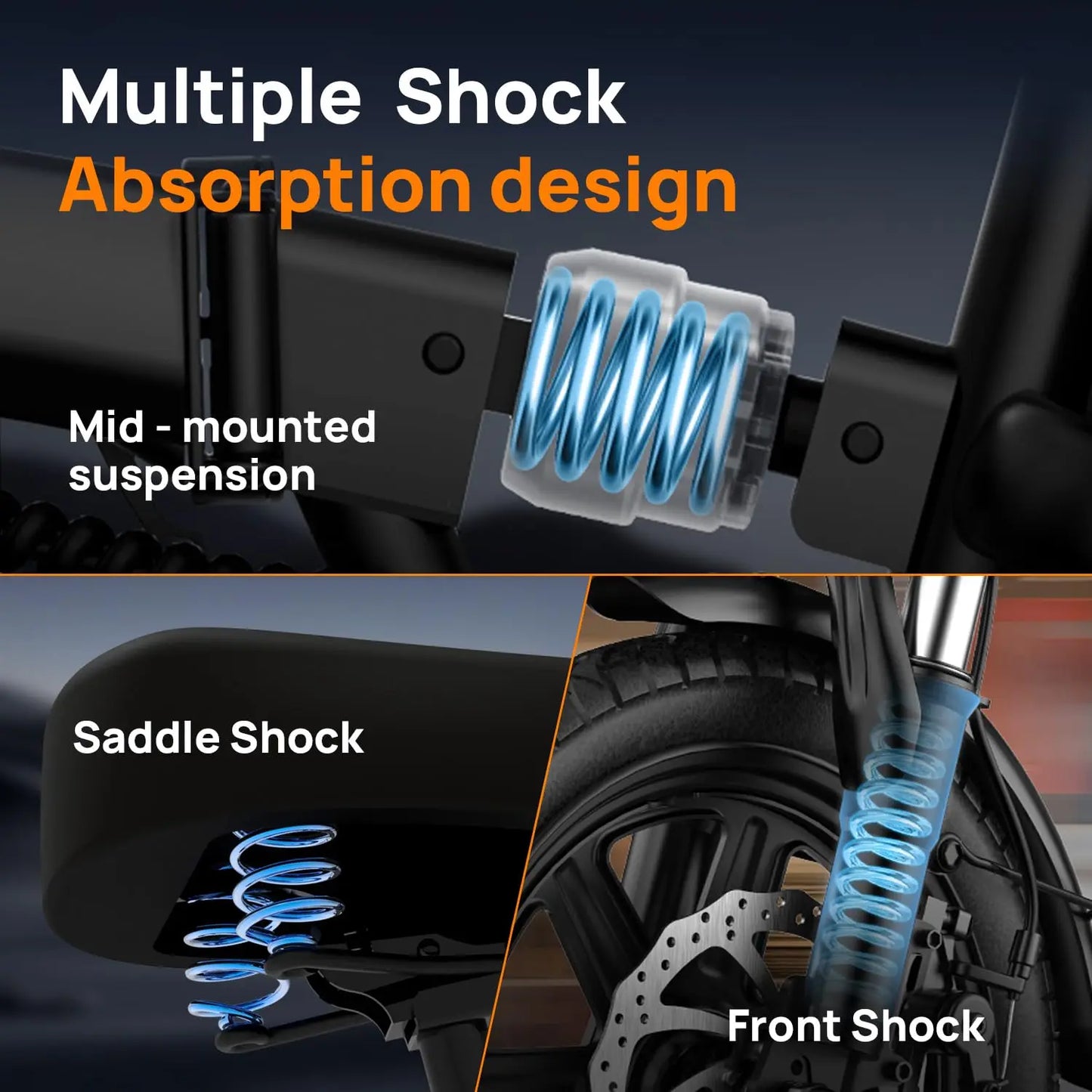 14" Foldable Electric bicycle for Adult, Peak 500W Motor with 48V 7.5Ah Removable Battery 40 Miles Range 3 Hours Charge Time