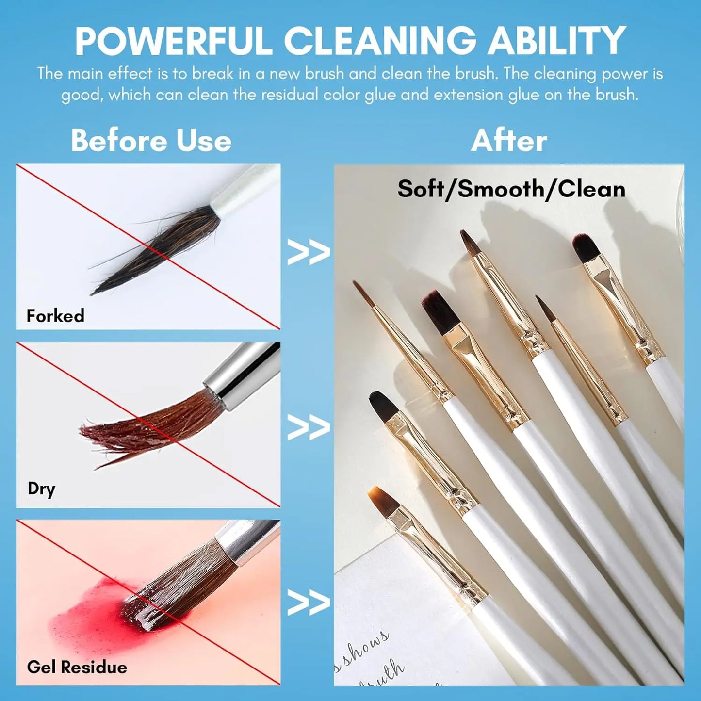 Nail Art Brushes Cleaner: Nail Polish Brush Bristles Conditioner Restorer Liquid for Solid Gel/Nail Extension/Builder