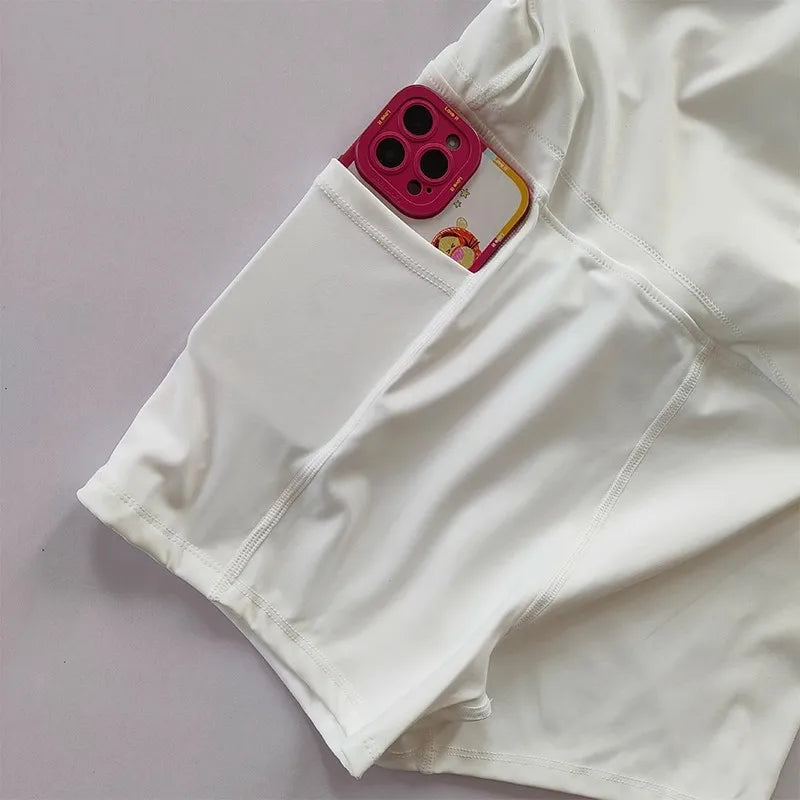 Sports Yoga Skirt Badminton Tennis Skirt Pants Half-body Quick Drying Pocket Skirt Side Split Strap Skirt Pants For Outwear