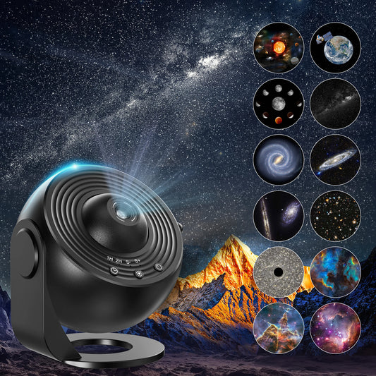 13 In 1 Galaxy Ultral Star Projector HD Image Area LED Night Light, 13 Film Discs,360° Rotate 1/2h Timer for Kids&Adults Bedroom