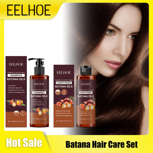 Batana Oil Shampoo Conditioner Set Oil Control Anti Dandruff Scalp Hair Treatment Split Ends Anti Frizz Hair Loss Hair Care Set