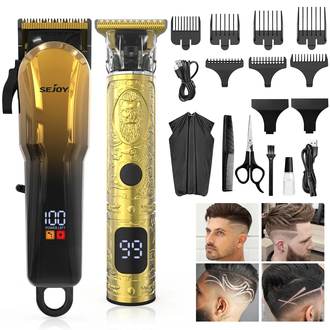 Professional Combo Kits For Men Adjustable Speeds Hair Clipper Rechargeable Electric Hair Trimmer Set for Barber