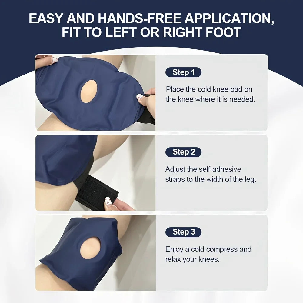 1/2pcs Gel Knee Ice Pack, Dual Temperature Hot and Cold Therapy, Reusable Nylon Compress for Joint Relief, Flexible Strap Design