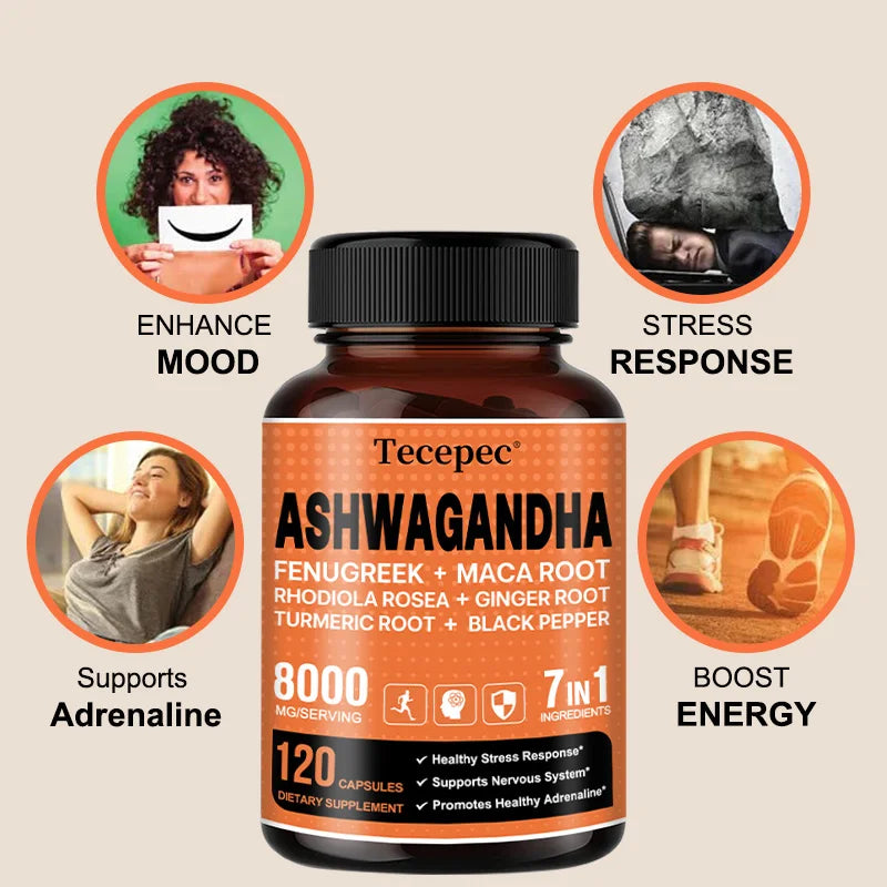 Vitality Ashwagandha Extract Supplement - Improves Mood and Energy, Boosts Mental Health - Helps Relieve Adrenal Fatigue