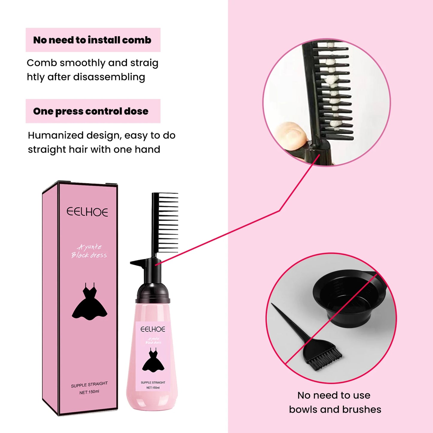 150ml Straightening Hair Care Cream With Hair Comb Straightening Cream for Smooth and Nourishing Hair for Dry Hair