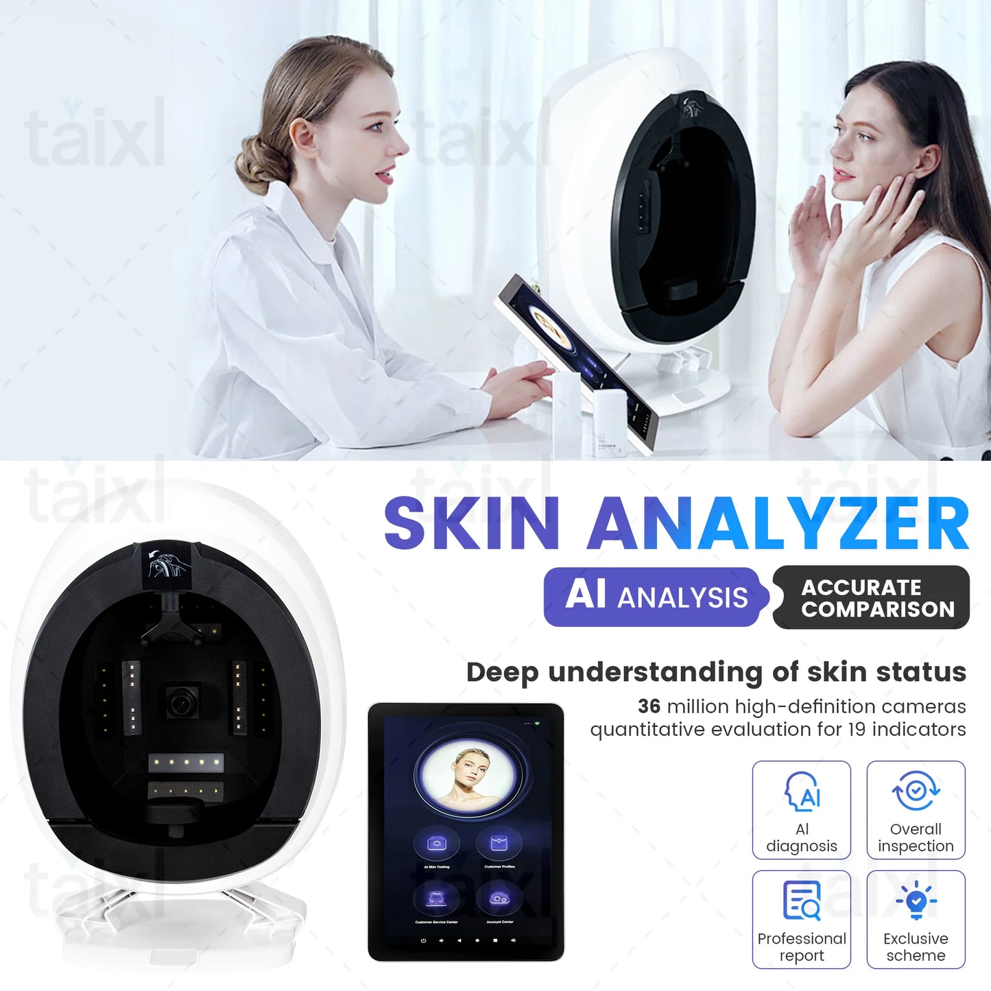 3D Facial Skin Analyzer Detection Skin Problem Diagnosis 8 Spectrum Professional Analysis Beauty Salon Equipment