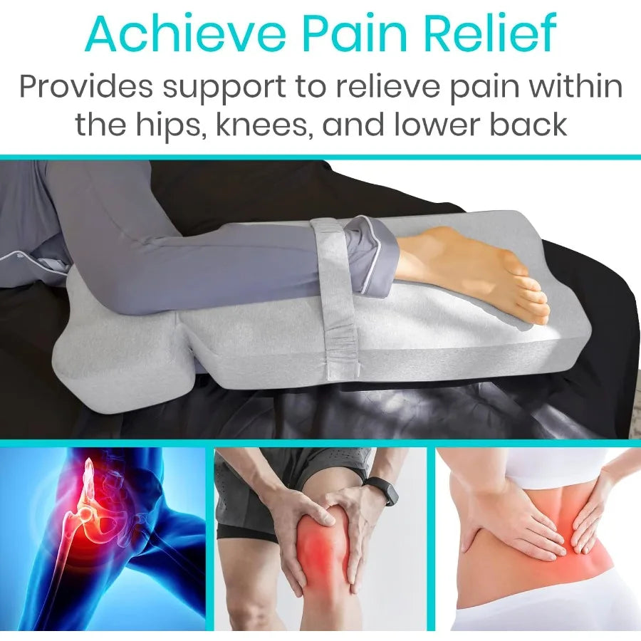 Memory Foam Knee Wedge Pillow for Side Sleepers - Hip and Leg Elevation for Pregnancy Sciatica Lower Back Pain - Orthopedic Thi