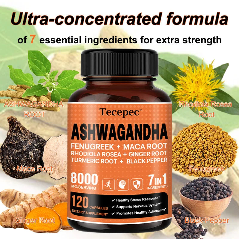 Vitality Ashwagandha Extract Supplement - Improves Mood and Energy, Boosts Mental Health - Helps Relieve Adrenal Fatigue