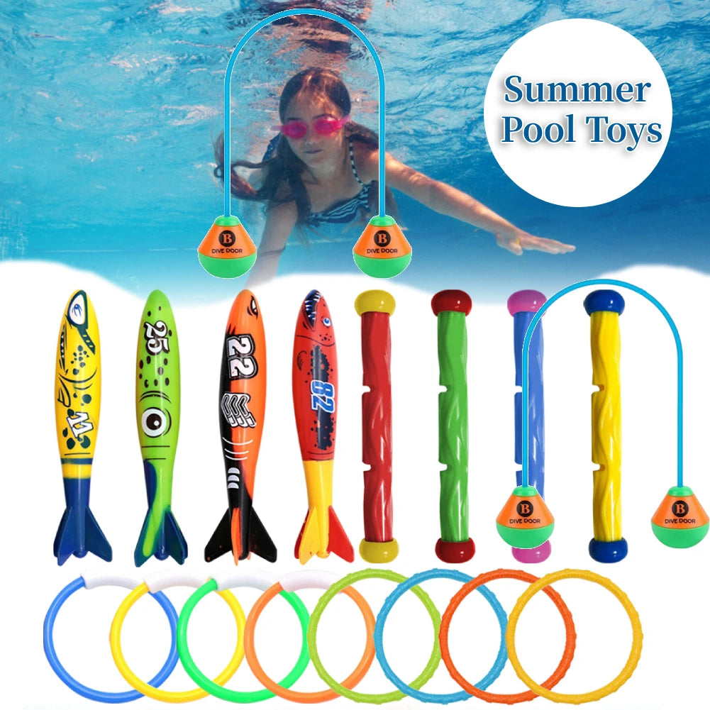 Kids Summer Shark Rocket Throwing Toy Swimming Pool Dive Game Water Fun Games Pool Toys Baby Water Educational Bath Toys Gifts