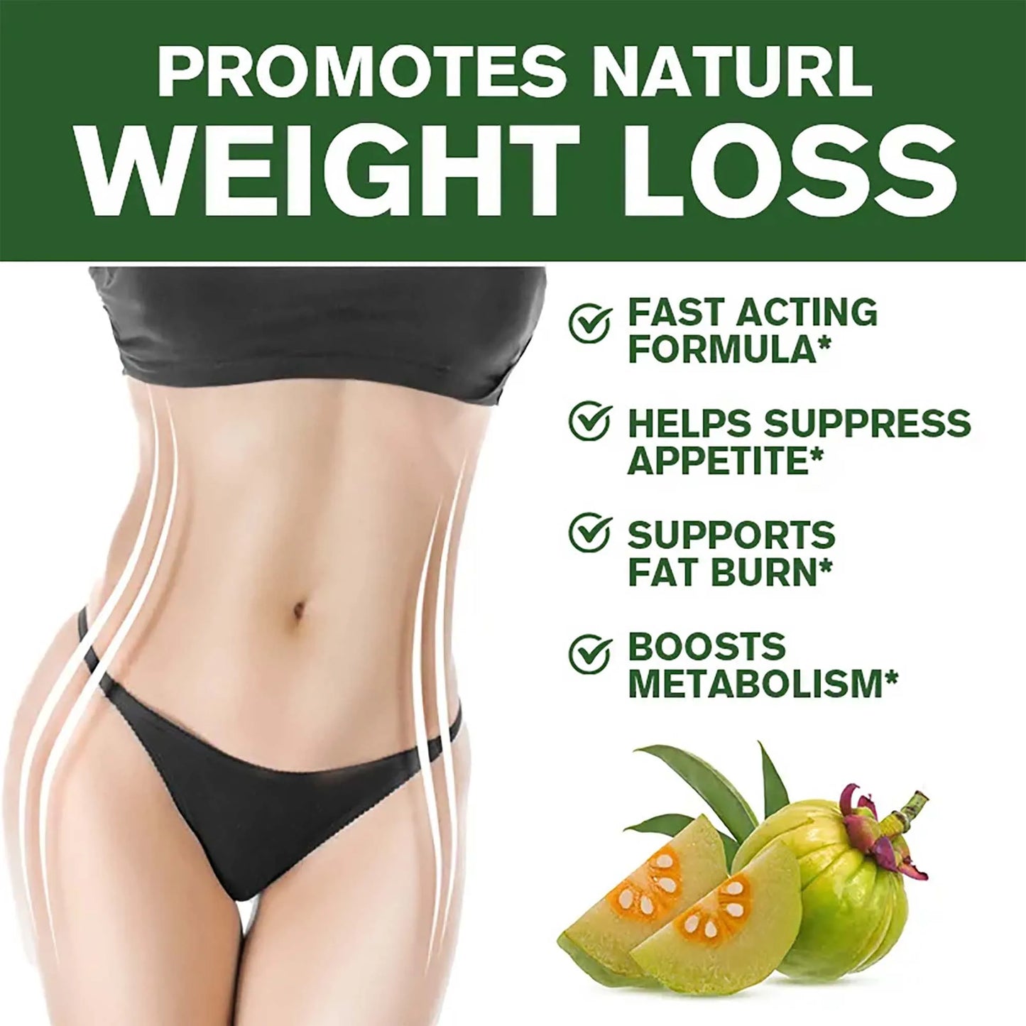 Garcinia Cambogia - Weight Management, Fat Burner, Endurance Improve, Cellulite,  Appetite Suppressant - 60 Gummies