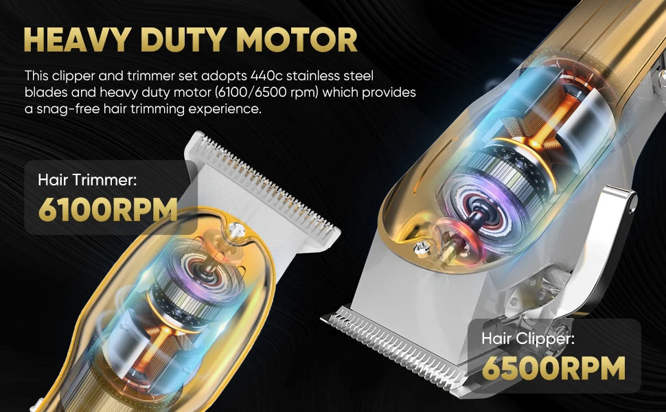 Professional Full Metal Combo Kit Barber Hair Clipper for Men Electric Beard Hair Trimmer Rechargeable Hair Cutting Machine