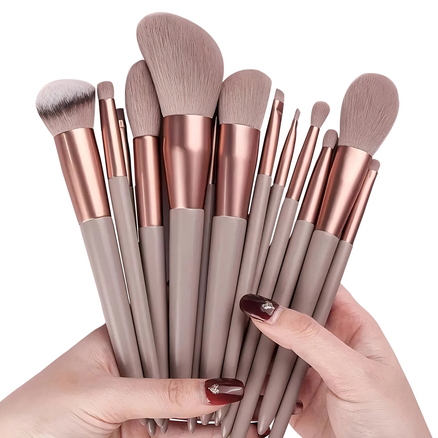 13pcs Makeup Brush Set - Soft Synthetic Fiber, Includes Rouge, Foundation, Eye Shadow, Eyebrow, Lip Brushes - Ideal Valentine's