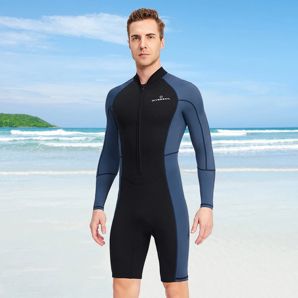 Neoprene Diving Skin Clothes with Zipper Mens Snorkeling Surfing Swimsuit Elastic Cold Proof  Warm Water Sports Equipment