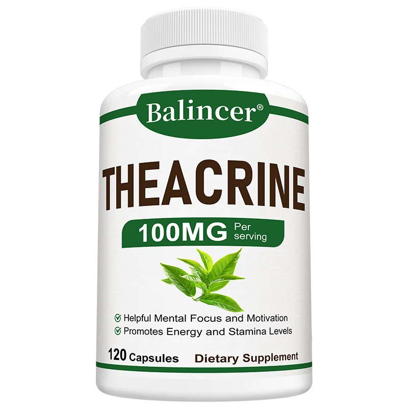 Theacrine 100 Mg Supplement - Support Mental Focus, Endurance Support, Reduce Fatigue, Promote Sleep, and Grow Muscle