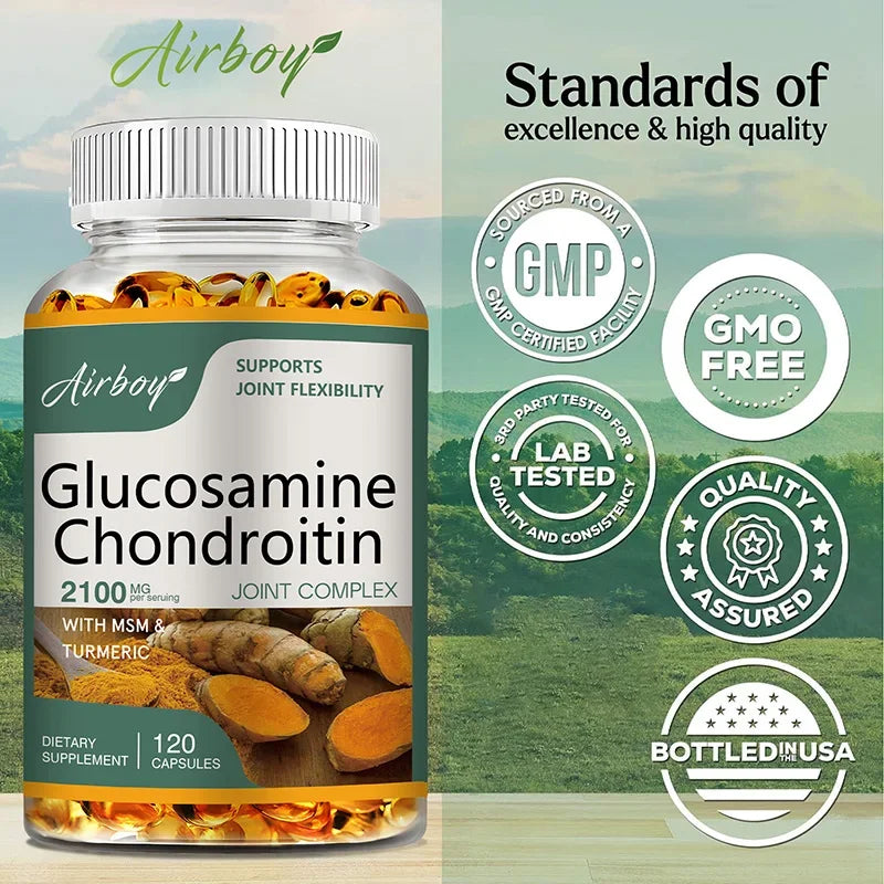 Glucosamine Chondroitin - Repairs Cartilage and Improves Back, Neck, Knee Joint Health, Mobility & Flexibility