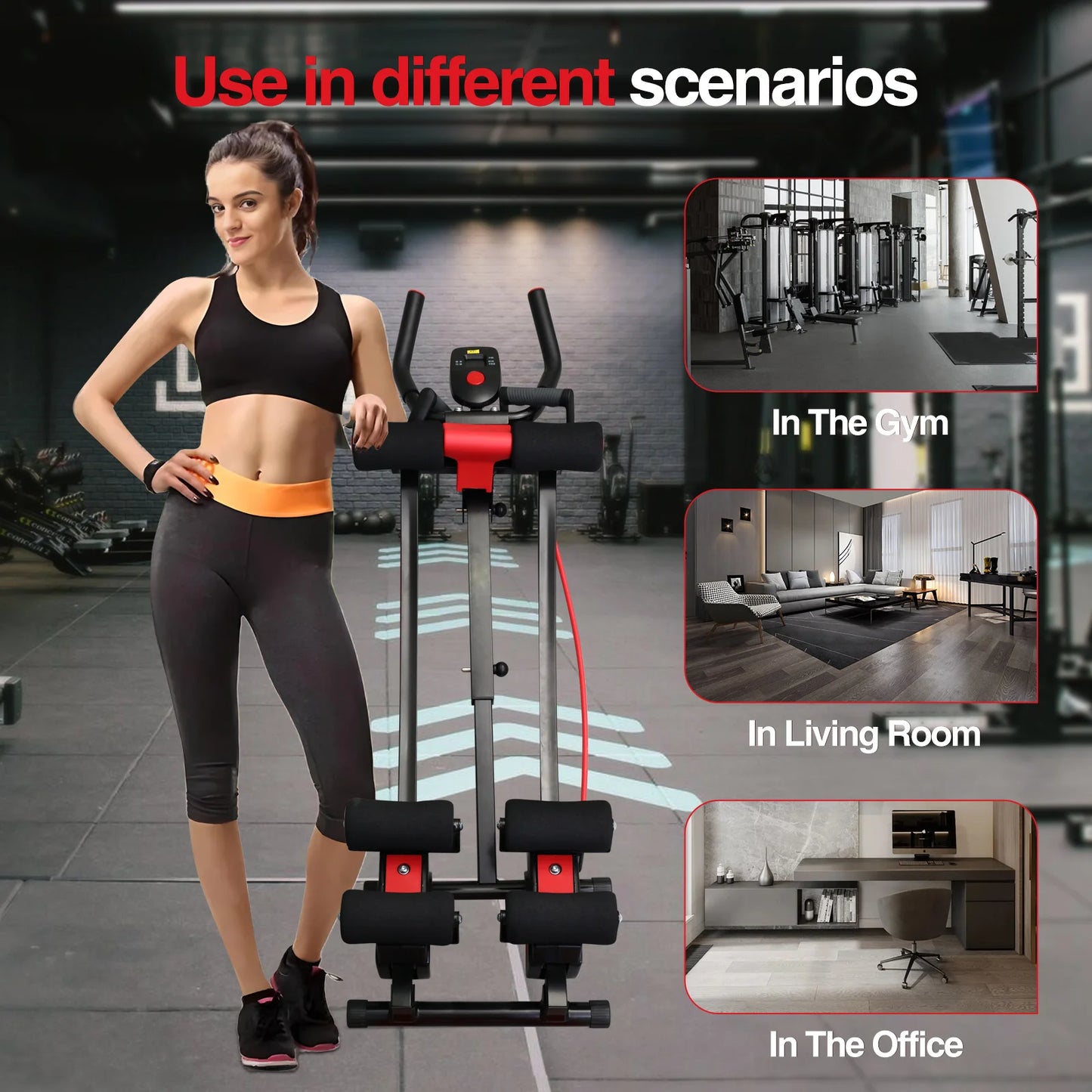 Dual Track Fitness Ab Machine Ab Cruncher Adjustable Height Waist Trainer Foldable Home Gym Equipment 4 Adjustable 440 lbs Weigh